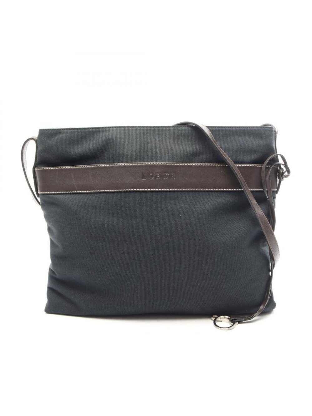 Loewe Shoulder Bag Dark Brown Black Canvas Leather